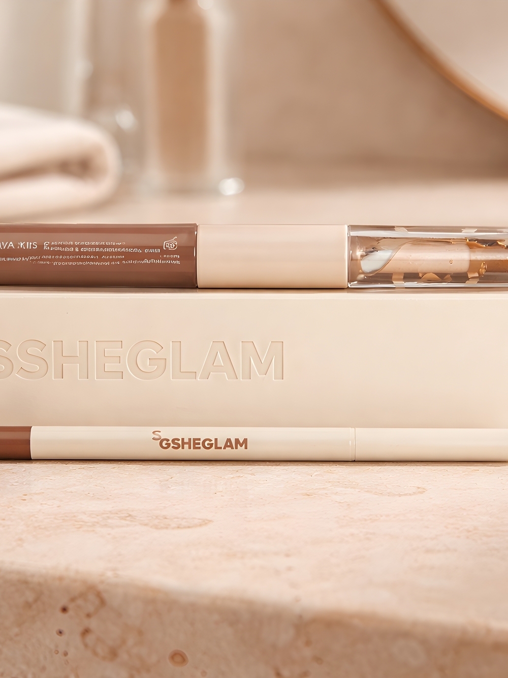 Neutral Brown Dual-Ended Liquid Lip/Clear Gloss And Matching Lip Liner.